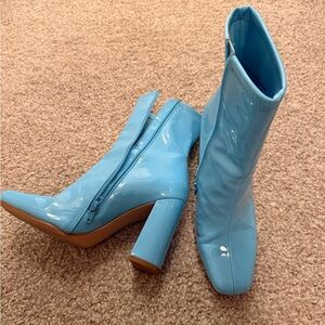 Steve Madden Light Blue Patent Heeled Boots